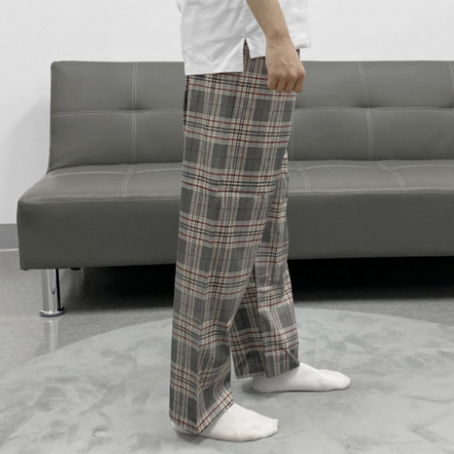 모띠마마 남성용 통기성 특면 9부 체크 파자마