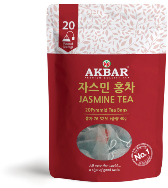 아크바 자스민 홍차 피라미드 티백, 2g, 20개입, 1개