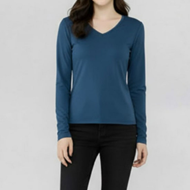 Sonio 女款V領修身長袖T恤