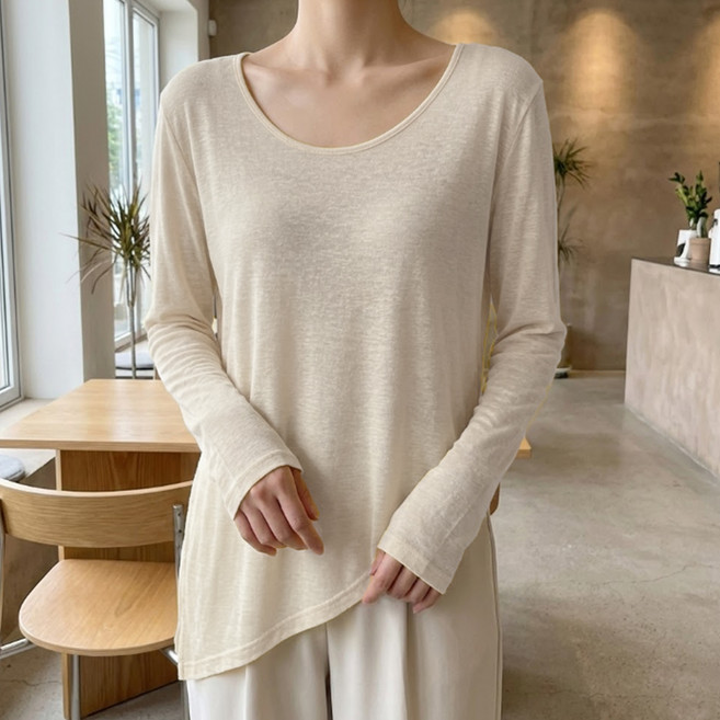 Sonio 女款不對稱吊帶長袖針織衫