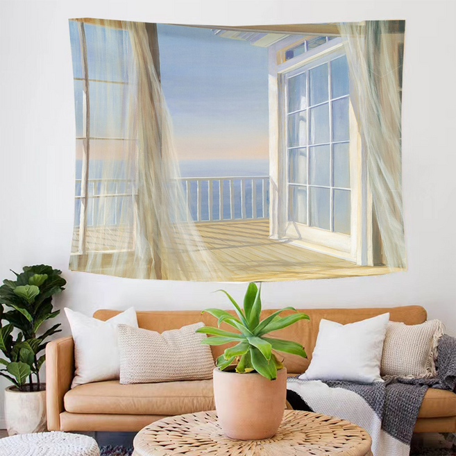모디시 노르딕 창문 풍경 인테리어 벽 태피스트리 패브릭 포스터, LS-CDDF-13