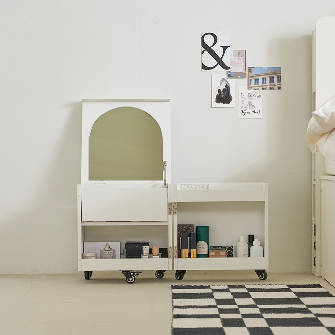 우아미 롤리 이동식 좌식 화장대 방문설치, 화이트