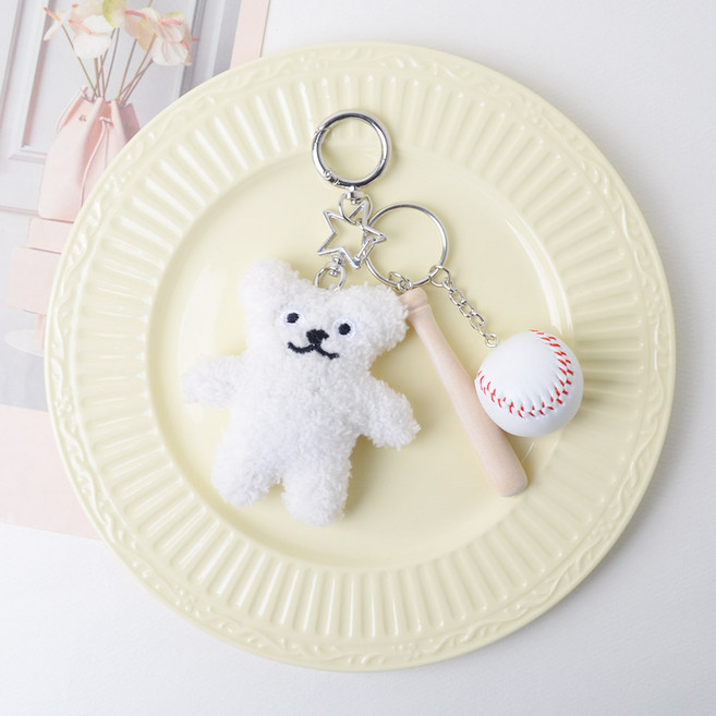 볼링 곰돌이 키링 13cm, 야구, 1개