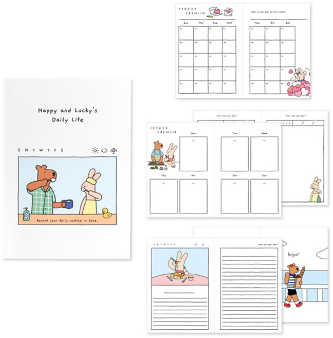 모노라이크 해피앤럭키 6개월 만년 다이어리, 01Bubblewash, 1개