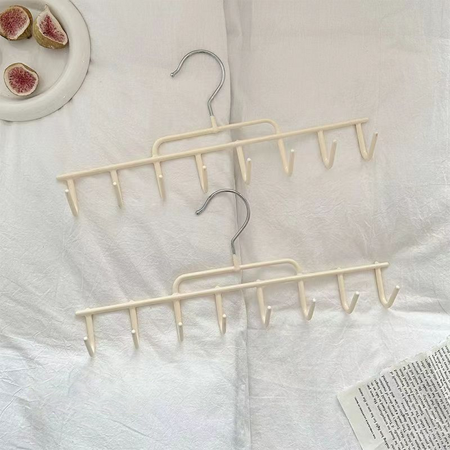 미누네 다용도 옷장 정리 수납 행거 모자 걸이, 베이지, 2개