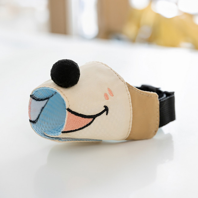 퍼피드림 스마일독 스트랩 패브릭 입마개 M 10053, 1개, 베이지