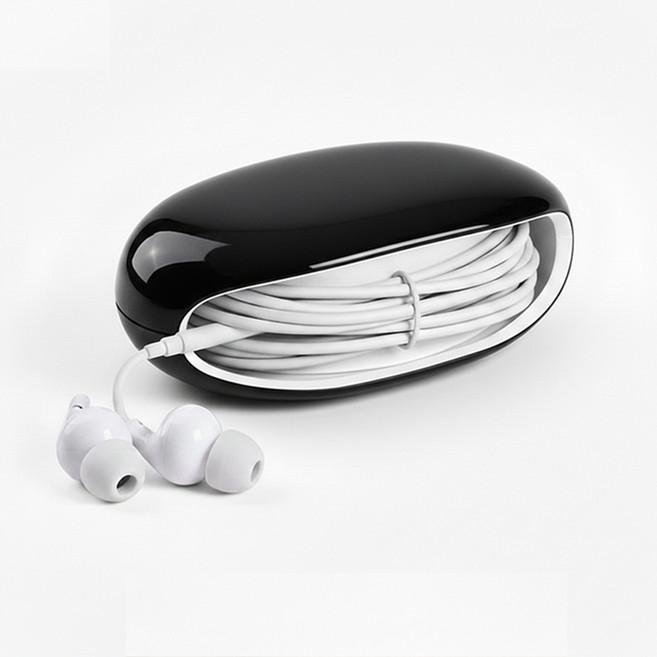 메이크마인 휴대용 선꼬임 방지 자동 회전식 충전선 이어폰 보관 정리줄감개, 블랙, 1개