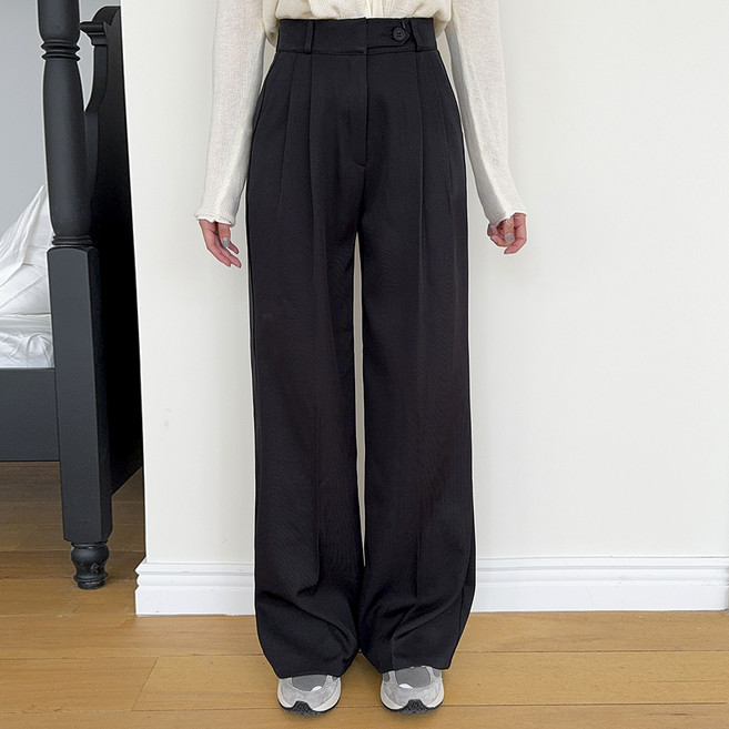 토마토팩토리 여성용 내안에 핀턱 와이드 일자 슬랙스 롱