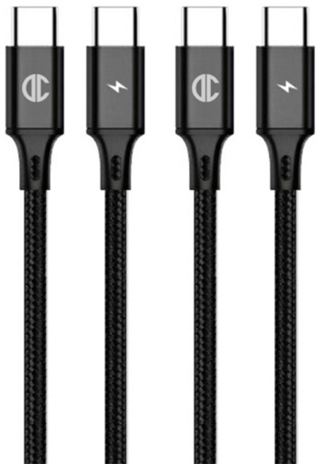 디씨네트워크 페브릭 C to C PD 고속 충전케이블 60W 2p, 60cm, BLACK, 2개