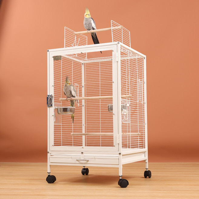 칠시 앵무새 오픈형 이동식 새장 Ｂ타입, 화이트, 1개
