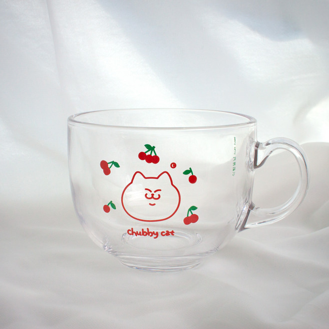 식빵뚱냥 시리얼볼 470ml, 체리패턴, 1개