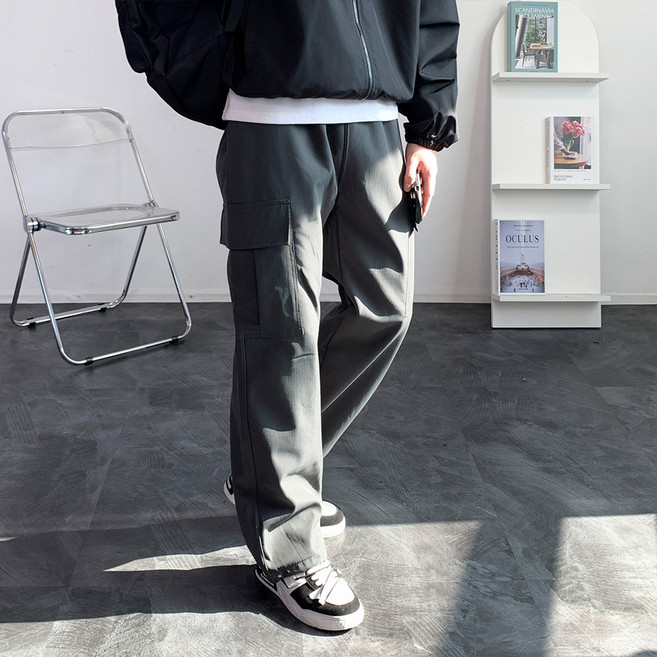 CONFIAR 男款耐穿防撕裂刷毛工裝寬版鬆緊帶長褲 TC9551