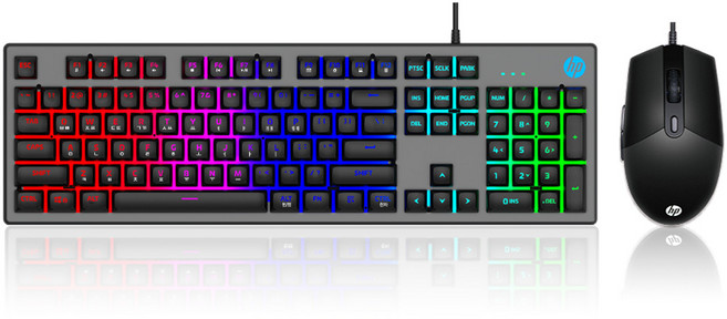 HP LED Gaming Combo 유선 키보드, KM300F, 혼합색상, 일반형