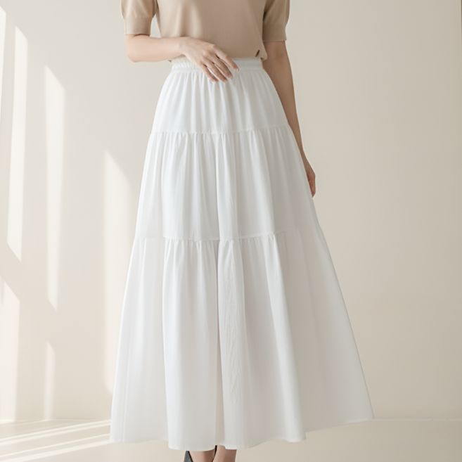 구디프 여성용 하이웨스트 캉캉 플레어 롱스커트