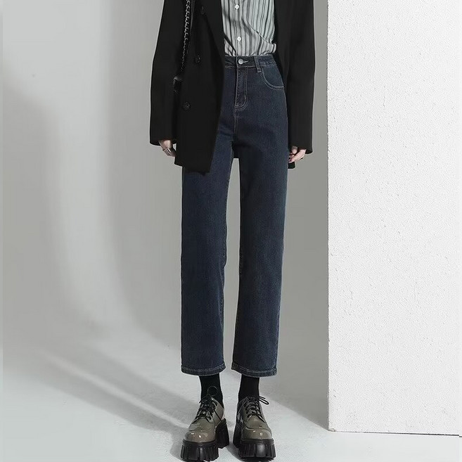 라라티나 여성용 라비아 데일리 스트레이트 스판 9부 청바지