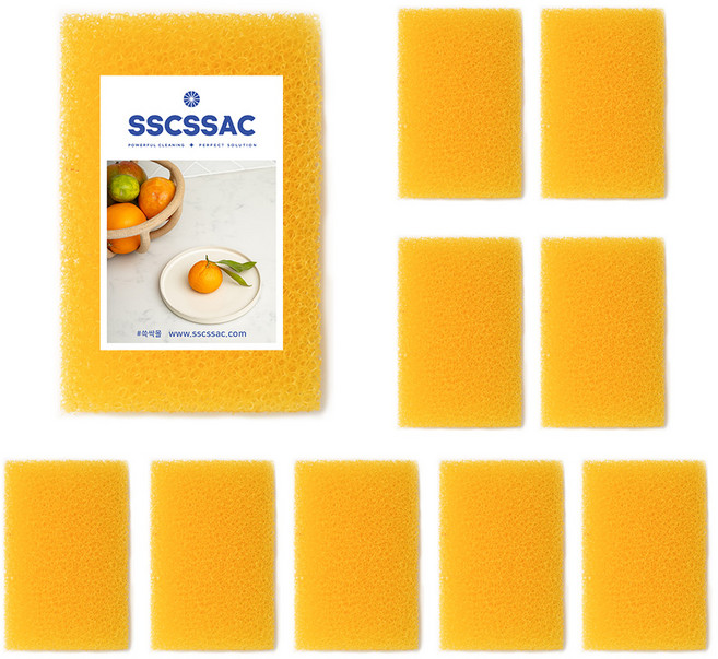 쓱싹 우레탄 필터 수세미 옐로우, 10개, 1개