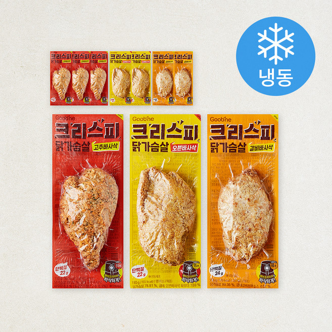 굽네 크리스피 닭가슴살 3종 세트(냉동), 1개
