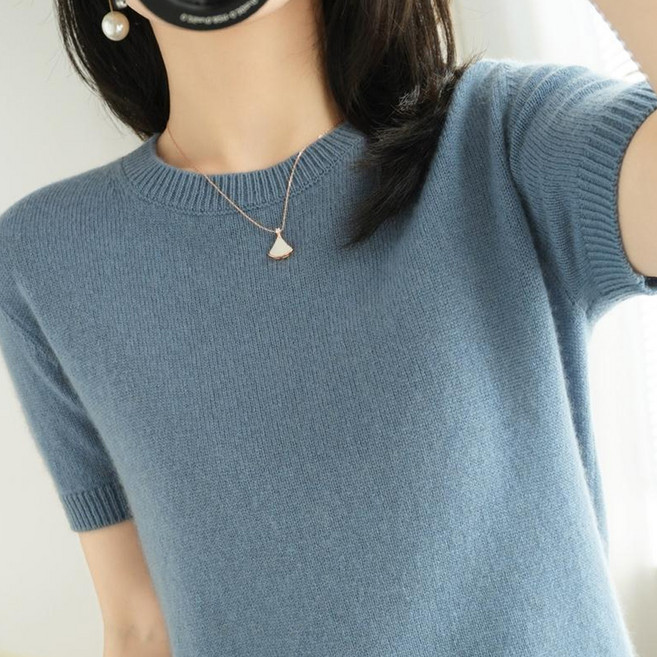 MarketA 女款柔軟休閒短袖針織衫
