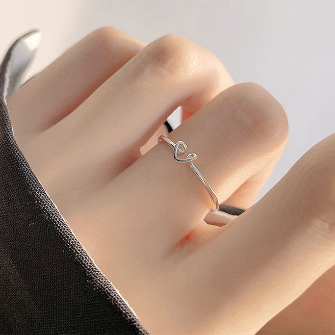 젤루나 여성용 얇은 슬림 미니 꼬임 하트 데일리 오픈링 반지 B-154
