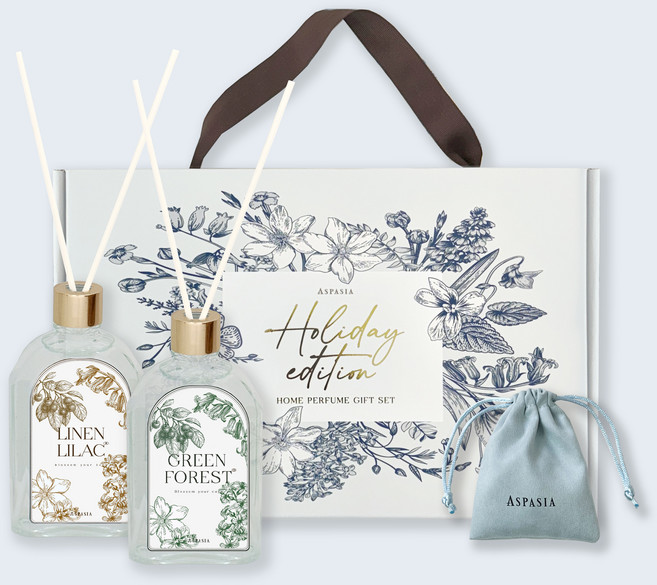 아스파시아 홀리데이 에디션 디퓨저 200ml x 2p + 샤쉐 선물세트, 1세트, 샤쉐(린넨 라일락), 디퓨저(린넨 라일락, 그린 포레스트)