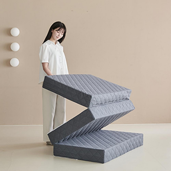 HOME JOBS 三折折疊式床墊, 15cm, 灰色