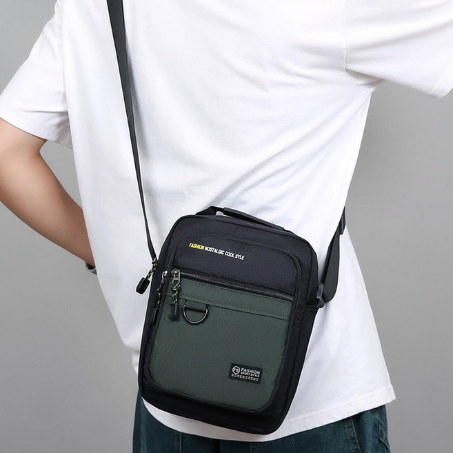 Elsso 男用手機收納緩衝防水斜背迷你包, 綠色