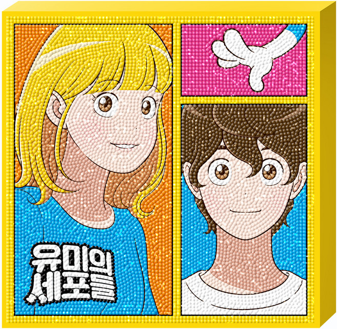 케이엠엘리홀딩스 3D 액자형 유미와 순록 원형 DIY 보석십자수 25 x 25 cm, 혼합색상, 1개