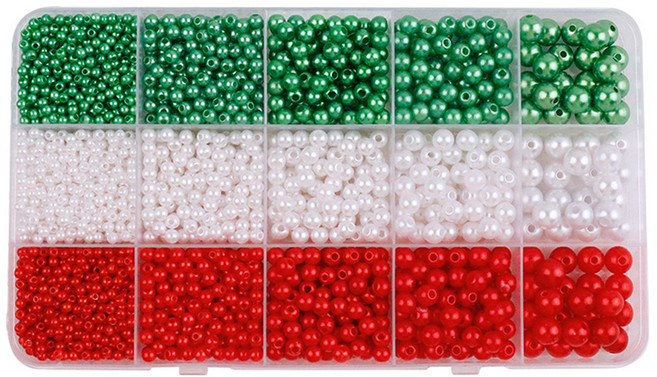 마다꾸미 비즈공예 팔찌 귀걸이 목걸이 만들기 키트 세트, 02 레드 + 그린, 1세트