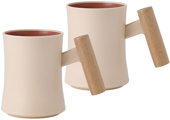 모나코올리브 우든손잡이 파스텔 양치컵, 인디핑크, 2개