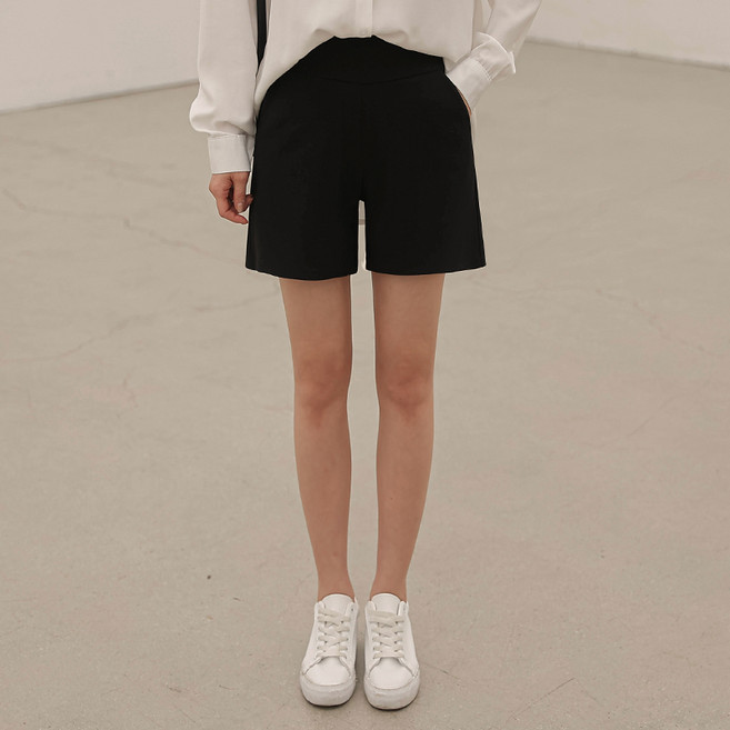 法式時髦女款彈力緊身收腹四分西裝褲