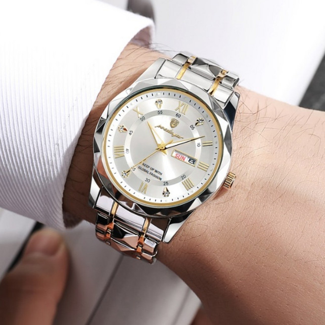 포스워백 남성용 손목 메탈 시계