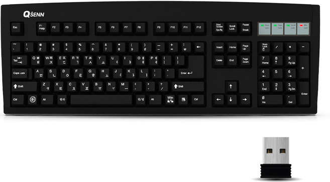 큐센 멤브레인 무선 일반형 키보드, 블랙, SEM-DT35W