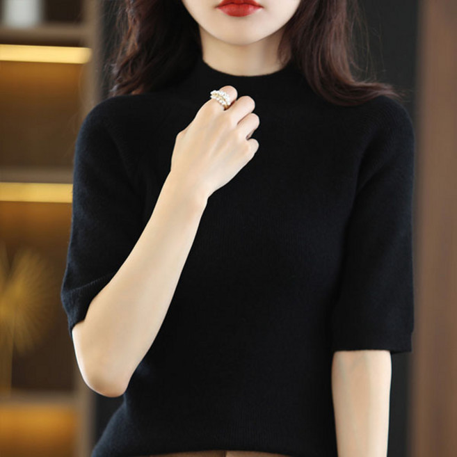 선빛 여성용 에일린 하프넥 반폴라 무지 팔뚝 슬림핏 니트