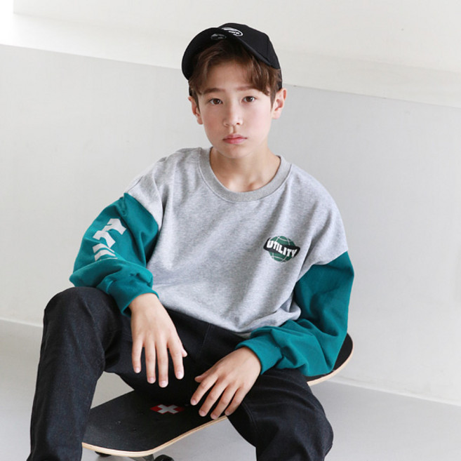 나나주니 아동용 라운드넥 유틸배색 맨투맨