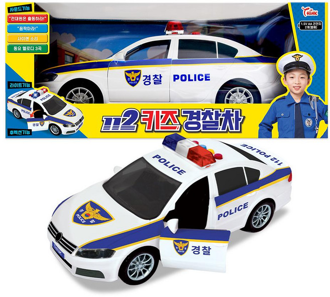 THINK Toys 新款112兒童警車 迴力玩具, 1組, 混合顏色