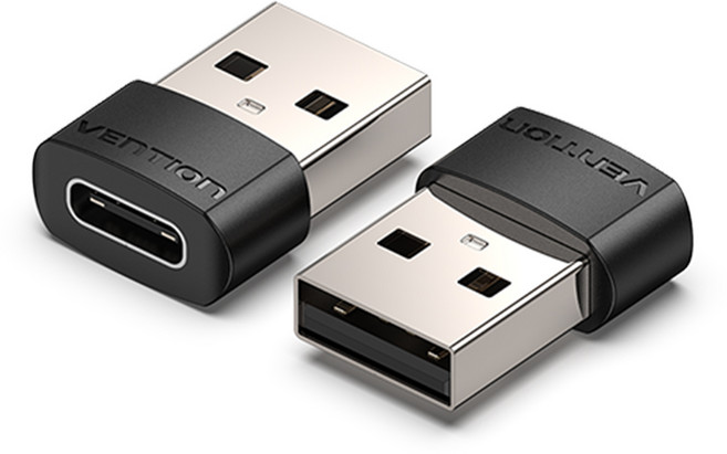 벤션 슈퍼포터블 USB to C타입 변환 젠더, 20mm, 블랙, 2개