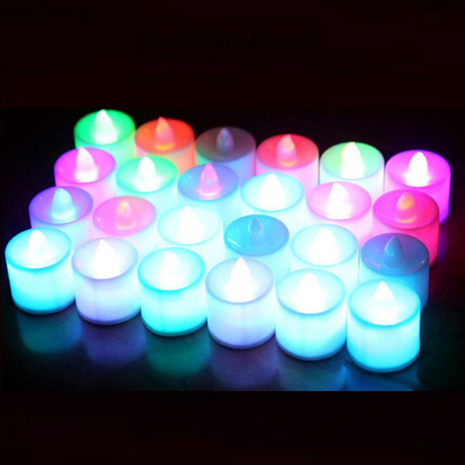 이디오 LED 티라이트 캔들 양초 랜턴 24p, 무지개웨이브
