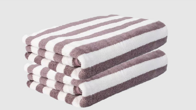 원이네 스트라이프 대형 바스 비치타월, 브라운, 2개