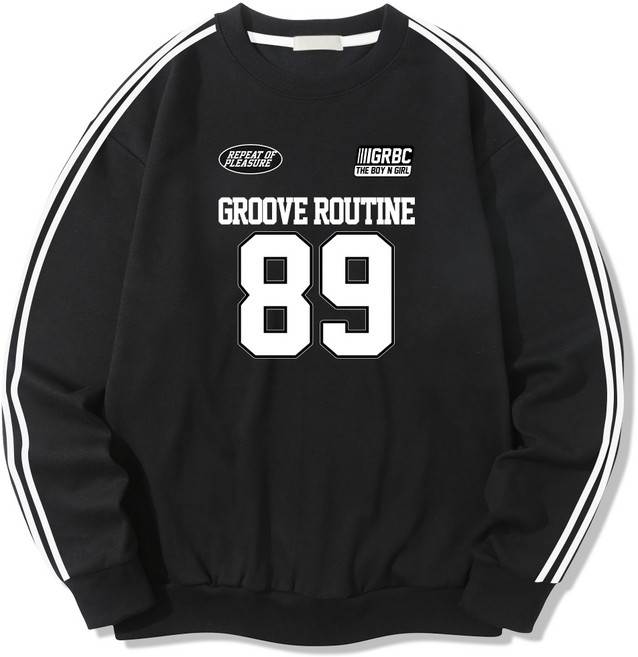 일루소 남녀공용 WD 특양면 소매 투라인 그루브89 오버핏 맨투맨