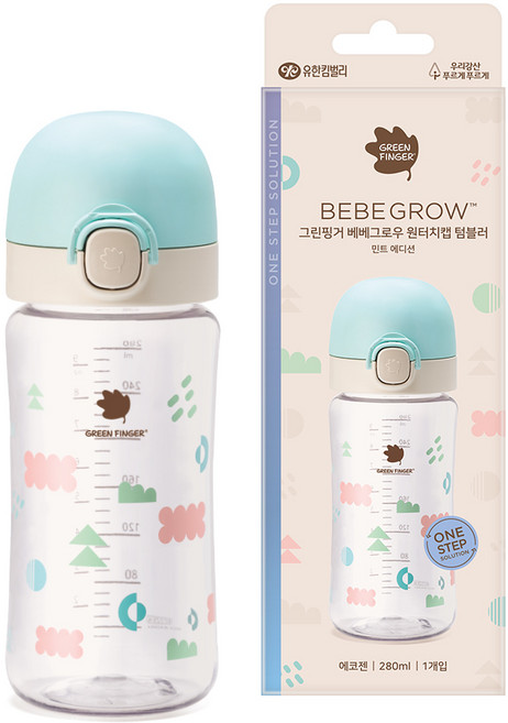 베베그로우 원터치캡 텀블러 스파우트컵, 280ml, 1개, 민트