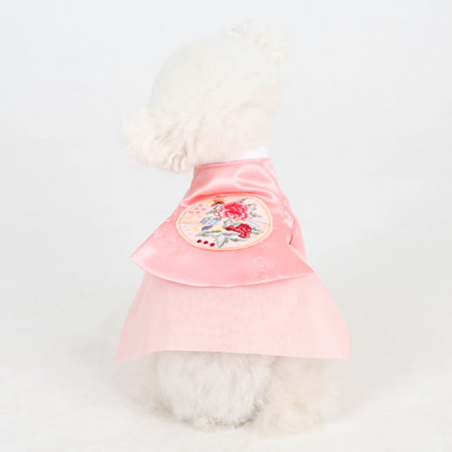 에이미러브즈펫 강아지 꽃담청학한복, 핑크, 1개