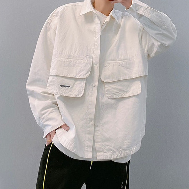 DM 남성용 스트릿 투포켓 패셔너블 셔츠