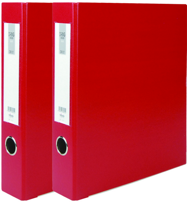 마이다스 D링 합지 바인더 명찰형 3공 A4 5cm, 적색, 2개