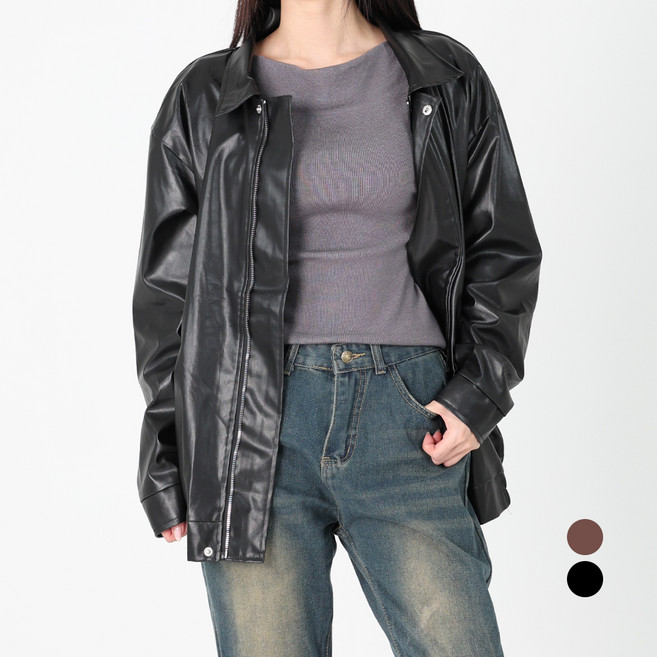 Dotif 女款夾扣皮革夾克 O25FW1-A2187