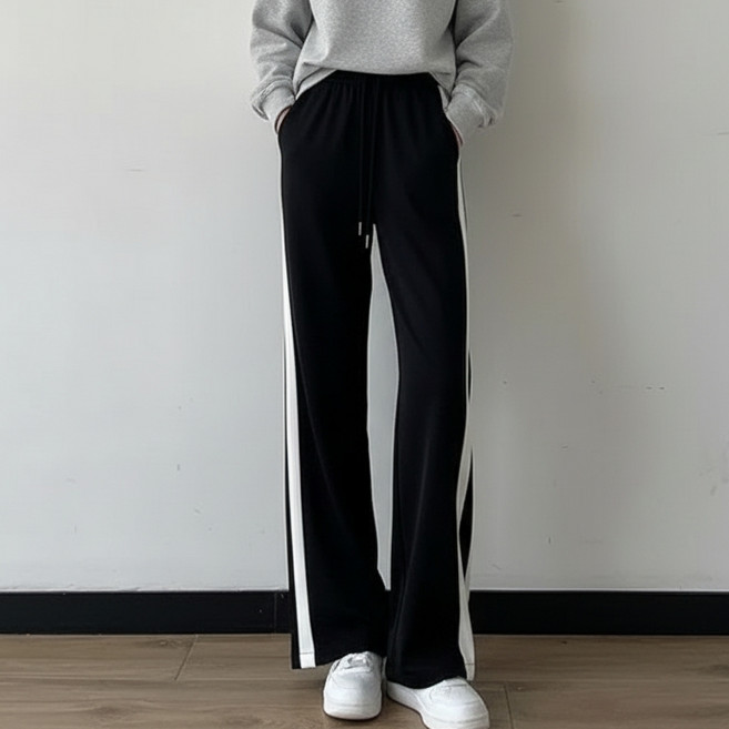 marketpia 女款抽繩線條寬褲