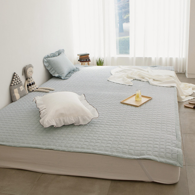 이블랑 여름 향균 시어서커 침대 패드, 그레이