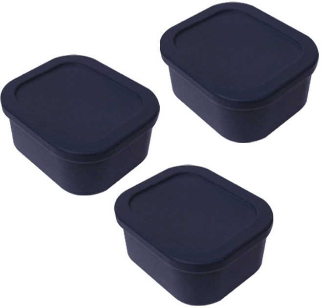 유하우스 삶아 쓰는 실리콘 밀폐용기 다크그린, 3개, 500ml