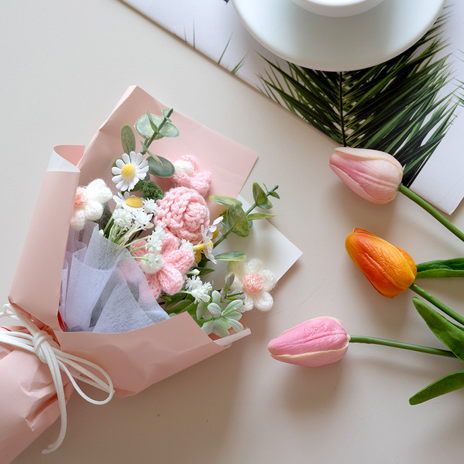 조아트 조화 어버이날 카네이션 니트 선샤인 부케, 핑크, 1개