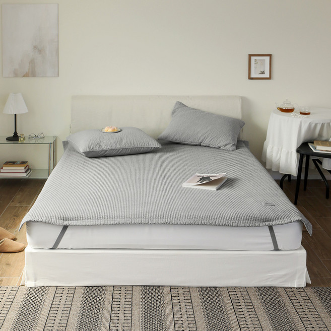 이블랑 뉴데이 60수 순면 피그먼트 침대패드, 그레이