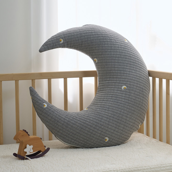 롤베이비 아기 누빔 달 쿠션, 문앤스타 그레이